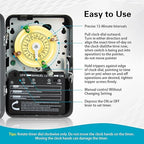 T104 Electromechanical Timer Switch for Lights, Fans, HVAC, 208-277 VAC 40A DPST, 5HP, 12 ON/Off Cycles, Tripper Included – Heavy Duty Pool Timer