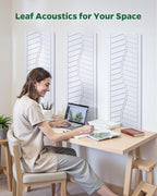 Topnaca 6 Pack Acoustic Panels Sound Absorbing for Recording Studio Walls, White Self-Adhesive Leaf Textured Decorative Art Ceiling Tiles - Acoustical Treatments for Home Office Room Door 17"×12"×0.4"