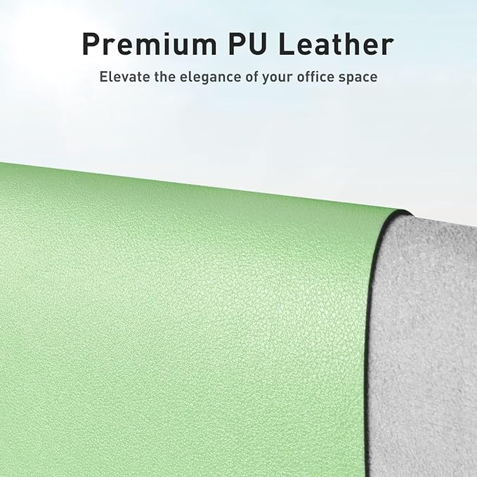 Aothia Leather Desk Pad Protector, Mouse Pad, Office Desk Mat, Non-Slip PU Leather Desk Blotter, Laptop Desk Pad, Waterproof Desk Writing Pad for Office and Home (23.6" x 13.7", Foam Green)
