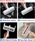 Pawsome Pets Pet Hair Remover Gift Set Reusable Lint Roller Cat and Dog Hair Remover for Furniture, Couch, Carpet, Clothing and Bedding - Portable, Multi-Surface Fur Removal Tool