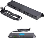 StarTech.com 12-Outlet Horizontal Rack Mount Metered PDU, 1U Server Power Strip w/Surge Protector, 8ft/2.4m Power Cable, TAA