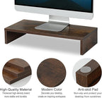 TEAMIX 20 Inch Monitor Stand Riser, Wooden Desktop Riser for TV/PC/Laptop/Printer, Rustic Brown Monitor Riser with Storage, Computer Stand Keyboard Organizer