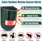 Qualirey 2 Pack Solar Sound and Light Alarm Motion Sensor 129db Outdoor Security Siren Waterproof Motion Activated Detector Alarm 6 LEDs Flash Warning Strobe System for Home, Farm (Green)