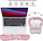 Ergonomic Mouse Pad Wrist Support and Keyboard Wrist Rest Set with Coasters, Non-Slip PU Base, Easy Typing & Pain Relief, Perfect for Home Office Working Studying, Bible Verses Proverbs 31:25