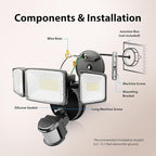 Onforu 2 Pack 100W 11000LM LED Motion Sensor Outdoor Lights, Dusk to Dawn Flood Lights Outdoor Motion Sensor, Hardwired Security Light Floodlights Outside 6500K Daylight IP65 Waterproof (Black)