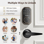 VCHOO Keyless Entry Door Lock Set Smart Locks for Front Door Keypad Door Lock with Handle Auto Lock One Time Password Anti Peeping Password IP54, Bronze