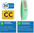 30 Pack Type CC Vacuum Bags for Oreck XL, XL5, XL7, XL21, 2000, 3000, 4000, 7000, 8000, 9000 Upright Vacuum Cleaner, Hypo-Allergenic Bags