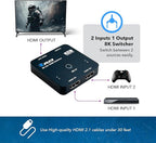 OREI 8K 2x1 HDMI Switch 4K@120hz - Auto HDMI Selector 48Gbps High Resolution Switch Between 2 Inputs Perfect for Gaming, PS5, Xbox, HDR10, Dolby Vision