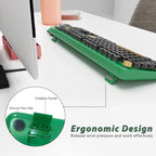 Kootop Wireless Keyboard,Cute Colorful 104 Keys Typewriter Retro Round Keycaps Keyboard for PC Laptop,Desktop,Windows, Home and Office Keyboards (Black Green)