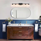 SOPEAS 6-Light Bathroom Vanity Light Black Vanity Lights for Bathroom Light Fixtures Matte Black 6 Light Fixtures with Clear Glass Shades for Bath Over Mirror