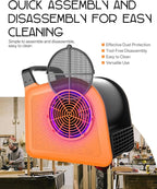 Puligoth Air Mover Blower Fan: High Velocity Floor Fans for Cooling and Drying, Carpet Dryer with Heater, Filter, UV Light, 3 Speeds, 185° Rotating for Industrial, Orange