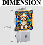 PODMemory Shih Tzu Stained Glass Night Lights Plug into Wall for Room, Shih Tzu Night Light LED for Bedroom