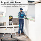Self-Leveling Green Rotary Laser Level Kit, 2000ft Range with Receiver, ±1/8" Accuracy at 100ft, Class II ≤ 5 mW Laser, IP66 Waterproof, Includes Tripod, Grade Rod & Carrying Case