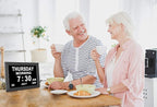 LaMi Products 7.85 Inch Dementia Clock for Seniors - Extra Large Display Digital Wall Clock with Day & Date, 12 Custom Alarms - High Contrast for Low Vision, Memory Care (Black)