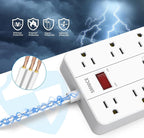 SMNICE Power Strip with USB,Surge Protector Flat Plug with 8 Widely Spaced Outlets and 6 USB Ports(1 USB C), 5ft Extension Cord Wall Mountable Phone Tablet Laptop Computer Multiple Devices