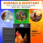 Okköbi Automatic Chicken Coop Door PRO - Light Sensor & Timer - Anti-Pinch Function - Wide Opening - New Model - Solar Powered with LCD Display - 5 Year Protection