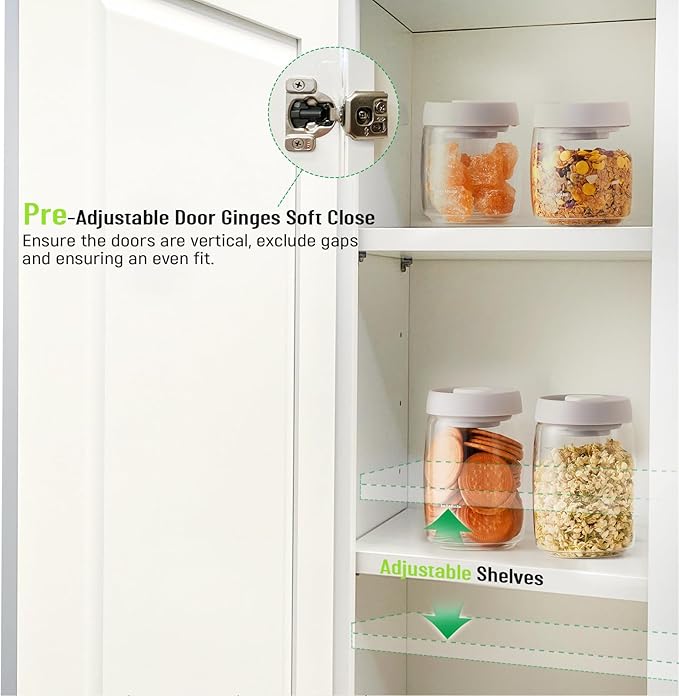Wall Kitchen Cabinets, RTA Cabinets, White Shaker Cabinet, Wall Mounted, RTA Upper Cabinet, Modern for Kitchen and Bathroom with Door (White, 09" W x 42" H x 12" D)