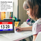 Irednolw Black Clock with Day and Date for Elderly Dementia Patients-Large Number Digital Clocks for Seniors-Digital Calendar Day Clock for Seniors Large with 12 Alarms, Auto Dimming