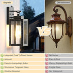 LTBLIGHT Dusk to Dawn Outdoor Front Porch Light, Vintage Black-Gold Exterior Security Lighting Fixtures, Waterproof Wall Lanterns for Home, Entry, Backyard, Patio, 100-120Vac