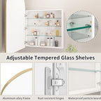 Gold Medicine Cabinet with Mirror,Bathroom Arched Medicine Cabinet Wall Mounted,Modern Vanity Mirror with Storage,Bathroom Storage Cabinet with Adjustable Shelves,Not Recessed,24x36 Inch