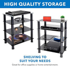 Mount-It! Tempered Glass AV Component Media Stand, Audio Tower and Media Center with 4 Shelves, 88 Lbs Capacity, Black Silk (MI-8670)