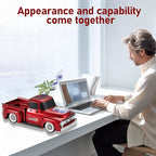 WSTER WS-538 Retro Pickup Truck Bluetooth Replica Speaker – Portable Wireless Car Model Speaker with FM, TWS, LED Party Lights, USB/TF Playback, Built-in Microphone, Type-C, Surprise Gift(Red)