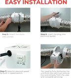 VENTS-US TT Silent 125-5" Inline Duct Fan, 199 CFM, 2-Speed Built-In Switch, For High Static Pressure Duct Applications