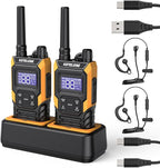 KETELESE T4 Walkie Talkie IP67 Waterproof, Type-C Rechargable Two Way Radio, Dual PTT, NOAA Weather, VOX, Group, Scan, FRS Radios 2 Watts, for Adults, 2Pack, Orange