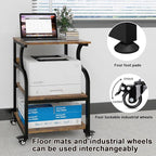 Natwind Large 3-Tier Rolling Printer Cart with Adjustable Shelf, 24”x20” Mobile Stand for Heat Press, 3D Printer, Home Office Multifunctional Shelves with Locking Wheels (Retro)