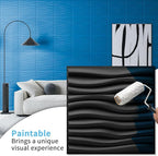 Art3d 20 Pack Decorative 3D Wall Panels, 19 Sq.Feet PVC Interior Wall Décor, 11.8"x11.8", Black