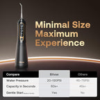 Bitvae C6 Water Dental Flosser for Teeth Pick, Cordless Flosser for Travel with 6 Jet Tips, 3 Modes 5 intensities, IPX7 Waterproof Portable & Rechargeable Oral Irrigator Cleaner, Black