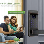 Harfo Smart Door Lock, Heavy Duty 5 in 1 Keyless Entry Door Lock, Full App Control Digital Keypad Lock, Reversible Handle with Fingerprints and Passcodes for Family/Office/Apartment (Aged Bronze)