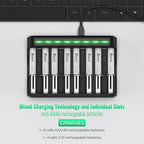 BONAI AAA Rechargeable Batteries, 8 Pack 1100mAh NiMH Batteries with Smart Universal Battery Charger