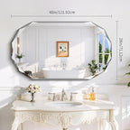 GLASHOM Beveled Edge Frameless Bathroom Mirror, Oval Wall Mirror for Over Sink, 28" x 48" Modern Decorative Vanity Mirror for Bedroom, Living Room, Entryway, Hanging Mirror Horizontal or Vertical