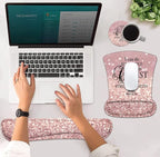 Ergonomic Mouse Pad Wrist Support and Keyboard Wrist Rest Set with Coasters, Non-Slip PU Base, Easy Typing and Relieve Wrist Pain, Perfect for Home Office Working Studying, Quote Bible Verse Phil 4:13