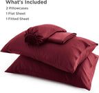 Bedsure Full Size Bed Sheets, Cooling Sheets, Rayon Derived from Bamboo, Breathable & Soft, Deep Pocket Up to 16 Inches, Hotel Luxury Silky Bedding for Hot Sleepers, Burgundy