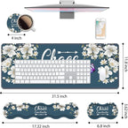 4 in 1 Ergonomic Keyboard Wrist Rest & Mouse Pad Wrist Rest Set, Large XXL Gaming Desk Mat 31.5"x 11.8" with Non-Slip Base, Memory Foam for Home Office Study Gaming, Floral Quote Chaos Coordinator