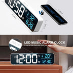 Hournor Digital Clock for Bedroom, Digital Wall Clock for Living Room Decor, Desk Table Clocks, Digital Clock Large Display, Bedroom Smart Alarm Clock for Office White Blue