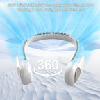 Portable Neck Fan,Personal Wearable Bladeless Fan,LED Display,4-Speeds,6000mAh USB Rechargeable,360° Strong Cooling Wind,Hands Free,White Elephant Gift,Christmas Gifts for Men Women Dad Mom (White)