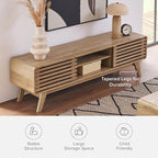 mopio Ensley TV Stand, Mid Century Modern for 55/60/65 inch TV, Farmhouse TV Stand, Entertainment Center with Storage, TV and Media Console for Living Room (Oak, 59" Low)