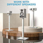YOMT Universal Speaker Stands Pair for Surround Sound, 28 Inch Floor Speaker Stands with Cable Management Holds 22lbs Bookshelf Speaker Satellite Speaker, 1 Pair, White