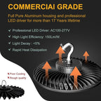 ACOHOOK Smart 200W High Bay LED Shop Lights 30000lm UFO LED Light with Smart Controller Supports Normal Mode & Motion Sensor Mode(Energy Saving) ETL Listed High Bay Lights for 25-35FT Warehouse-6Pack