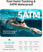 Parsonver Smart Watch for Swimming, 5ATM Waterproof Watch for Pool & Open Water, AI Swim Analysis, Built-in GPS & Compass, AMOLED Fitness Tracker 100+ Sport Mode, Heart Rate Sleep Monitor, French Grey