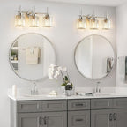 EJIAXIN 3 Light Crystal Bathroom Light Fixtures, Brushed Nickel Vanity Mirror Lights, Crystal Bath Vintage Wall Mounted Lamps Wall Light Fixtures for Bathroom, Living Room