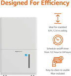 Amazon Basics Dehumidifier, 35-Pint, Energy Star Certified, for Basement, Bathroom and Other Rooms Up to 2500 SFT, with Timer, auto-defrost, Overflow Protection, White