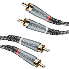 BlueRigger RCA Cable, 15FT (2RCA Male to 2RCA Stereo Audio Cable, Braided, Gold Plated, Subwoofer)- Compatible with Home Theater, Amplifier, Hi-Fi System, HDTV, Car Audio, Turntable, Receiver, Speaker