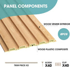 OUZUGIE WPC Acoustic Slat Wall Paneling, 8-Pack 114 x 6 Inches 3D Wall Panels for Interior Wall Decor,Living Room,TV Background,Study Room,Office Spaces,Bedroom,Low Grille (Oak)