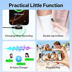 Yuaceuco Mini Wireless Lavalier Microphone for iPhone ipad Android, Noise Reduction and Mute, 33h Charging Case, AI Voice Changer, 131FT Range, Mini Lapel Mic for Video Recording, Vlogging, YouTube