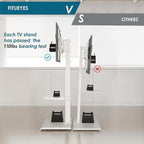 FITUEYES Floor TV Stand with Mount for 32-55 65 Inch TV, Height Adjustable TV Floor Stand with Metal Shelf up to 88lbs, Swivel Tall TV Stand with Study Iron Base for Living Room, Bedroom