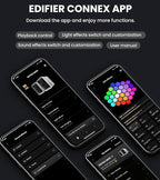 Edifier QR65 Desktop Active Monitor with 2.75" Long-Throw Aluminum Diaphragm mid-Low Drivers, Hi-Res Audio, Brilliant Light Effects, 70W Output Power Bluetooth Speakers with Stands - Black